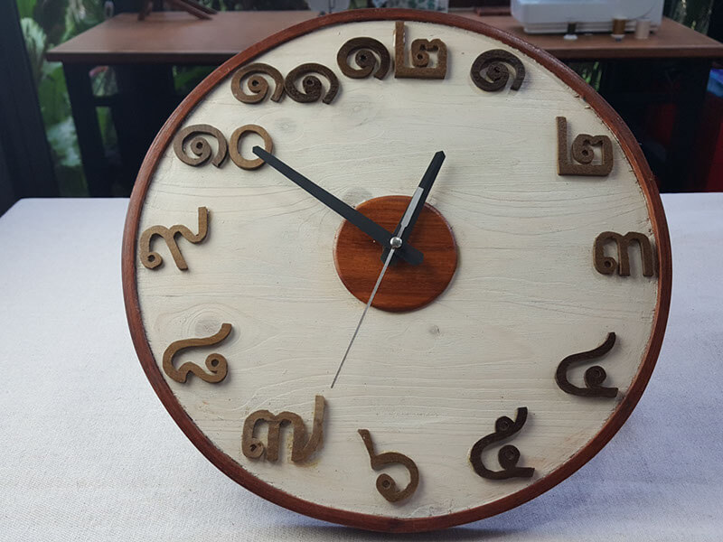 Hand Made Wodo Clock with Thai Numbers