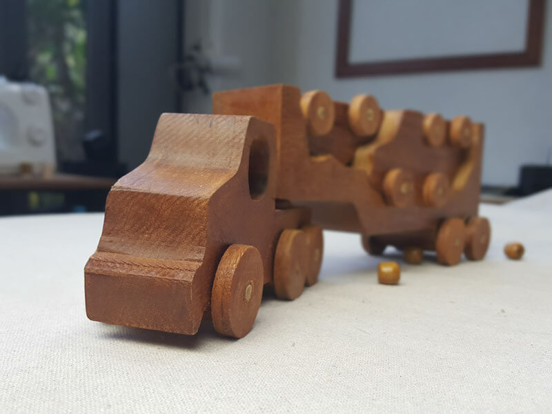 Hand Made Wood Truck with Cars